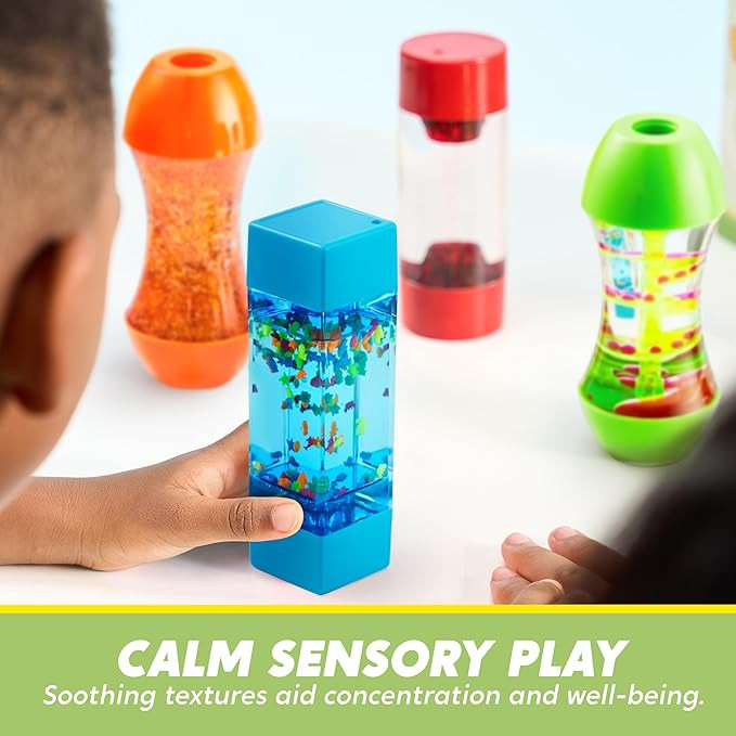 JOYIN 4-Pack Fidget Tubes for Kids, Sensory Tubes, Stress Relief Toy, Speech Therapy, Calming Toys for Children with Autism, Calm Down Corner Classroom Supplies, Back to School Gifts for Toddlers