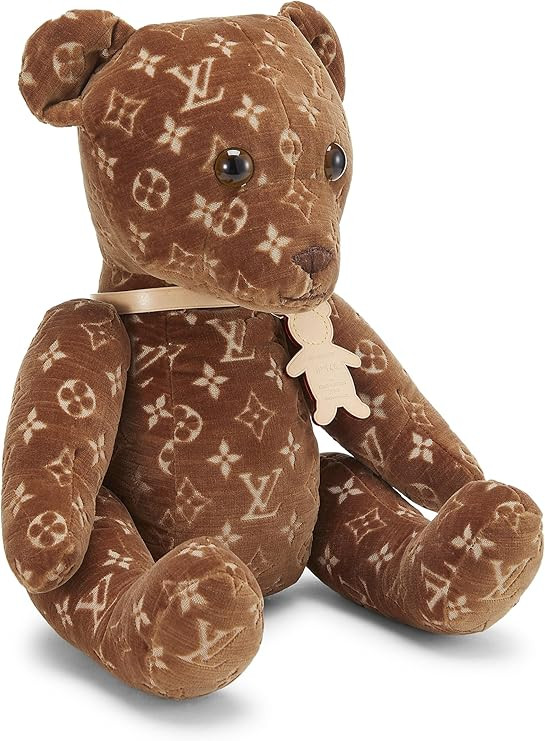 Pre-Loved Monogram Velour DouDou Teddy Bear, Brown