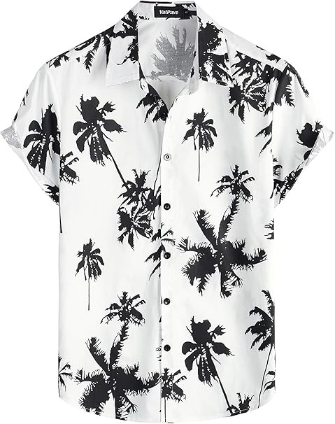 VATPAVE Mens 100% Cotton Hawaiian Shirts Floral Short Sleeve Button Down Shirts Summer Beach Shirts
