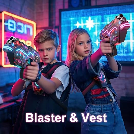 Laser Tag Guns and Vests Set of 2, Birthday Gift for 8 9 10 11 12 13 Year Old Boy and Girl, Lazer Tag Game Outdoor Activities for Kids, Teens & Adult, Toys for 8-12 Year Old Boys Girls