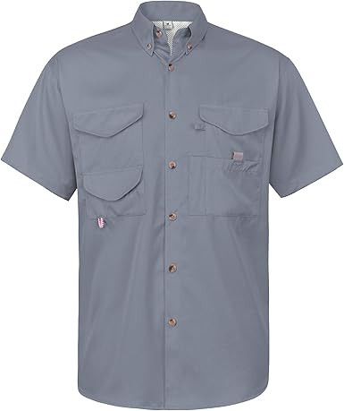 Alimens & Gentle Short Sleeve Fishing Shirt Wicking Fabric Sun Protection Casual Button Down Shirts