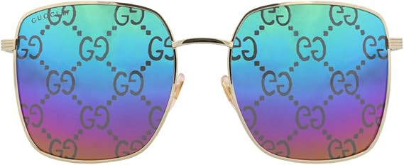 Gucci Square-Frame Metal Sunglasses