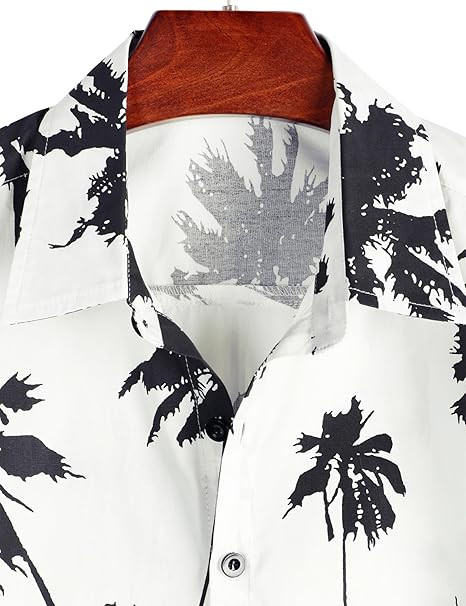 VATPAVE Mens 100% Cotton Hawaiian Shirts Floral Short Sleeve Button Down Shirts Summer Beach Shirts
