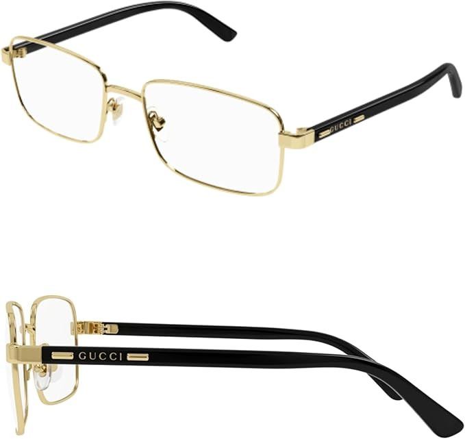 Gucci GG1586O Metal Squared Shape Lettering Logo Eyeglasses