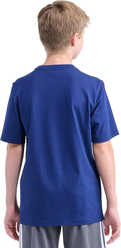 adidas Boys’ Short Sleeve Logo T-Shirt – Soft Cotton Blend Jersey, Regular Fit, Ribbed Crewneck
