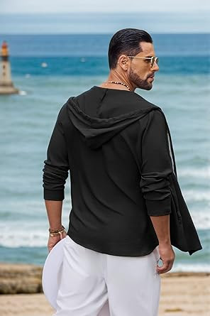 COOFANDY Men's UPF 50+ Sun Protection Hoodie Shirt Lightweight Quick Dry Fishing Hiking Beach Cover Up