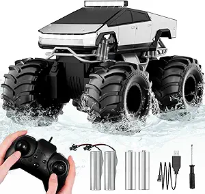 Remote Control Car, 1:18 Amphibious RC Cars, 4WD All Terrain Off-Road Pickup, 2.4GHz Waterproof Cyber Truck, 360° Rotatable Monster Truck Toys for Boys Christmas Birthday Gifts Age 6 7 8 9 10-13+