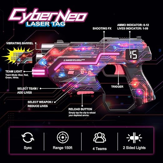 Laser Tag Guns and Vests Set of 2, Birthday Gift for 8 9 10 11 12 13 Year Old Boy and Girl, Lazer Tag Game Outdoor Activities for Kids, Teens & Adult, Toys for 8-12 Year Old Boys Girls
