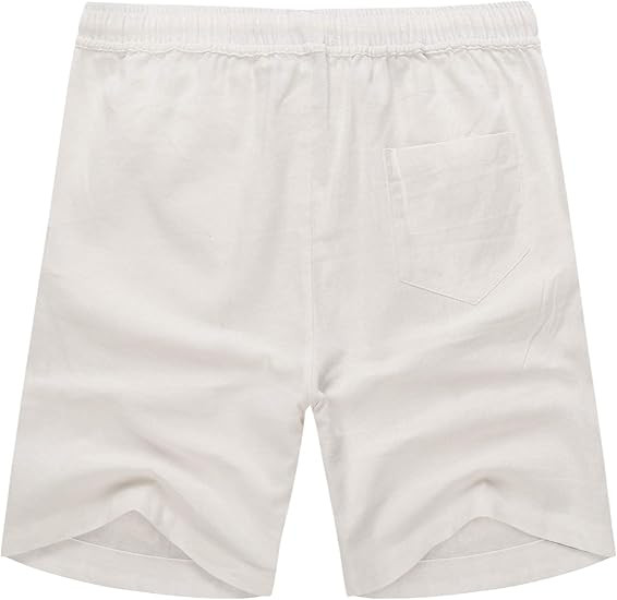 COOFANDY Men's Linen Shorts Casual 9"/ 7" Elastic Waist Drawstring Summer Beach Shorts