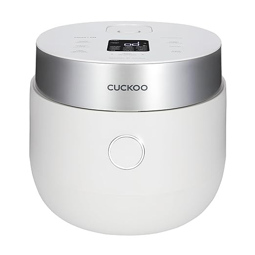 CUCKOO Micom Rice Cooker 8-Cup Uncooked / 16-Cup Cooked with Induction Heating Technology, Versatile Rice Maker with 12 Menu Options and Steam Plate, Voice Guide, White (CR-HA0810FW)