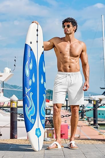 COOFANDY Men's Hawaiian Beach Shorts Elastic Waist Drawstring Lightweight Summer Casual Shorts with Pocket