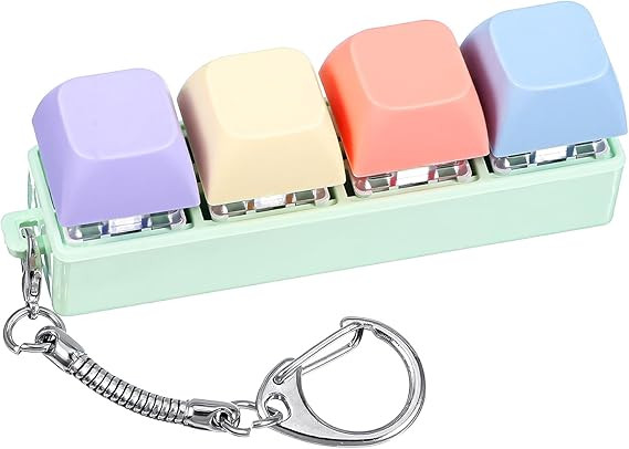 Mabor Fidget Keyboard Clicker, Keyboard Keychain of 4 Colors Decompression Keycap Button Stress Relief Gifts for Adult Women to Relief Stress Pass Time
