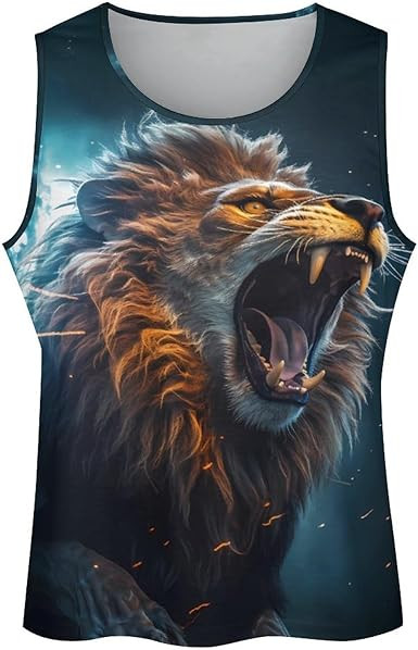Tank Tops for Men Lion Animal Print Sport Tank Summer Sleeveless Workout T-Shirts Fitness Vest Athletic Undershirts