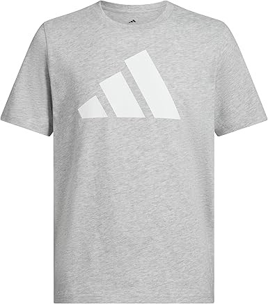 adidas Boys’ Short Sleeve Logo T-Shirt – Soft Cotton Blend Jersey, Regular Fit, Ribbed Crewneck