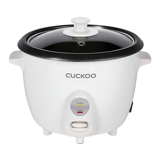 CUCKOO One Touch Rice Cooker 12-Cup Cooked, Small Rice Cooker & Warmer with Steamer Tray, Versatile Grain Cooker, Soup Maker, Auto Keep Warm, 6-Cup Uncooked, White (CR-0601C)