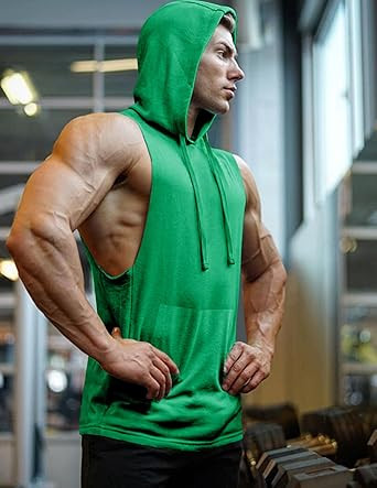 COOFANDY Men's Workout Hooded Tank Tops Bodybuilding Muscle Cut Off T Shirt Sleeveless Gym Hoodies